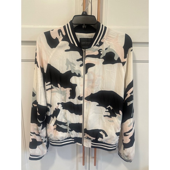 Sanctuary Jackets & Blazers - Sanctuary anthro Womens Camo Bomber Jacket Black Pink Grey White Zip S casual